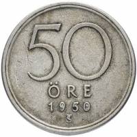 (1960) Монета Швеция 1960 год 50 эре   Серебро Ag 400  VF