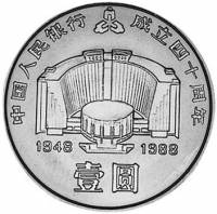 () Монета Китай 1988 год 1 юань ""  Медно-никель  UNC