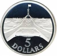 (,) Монета Австралия 1988 год 5 долларов   Биметалл (Серебро - Ниобиум)  UNC