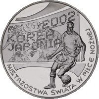 2002 Монета Польша 2002 год 10 злотых ЧМ по Футболу Япония-Корея 2002  Серебро Ag 925  PROOF