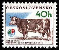 (1976-040) Марка Чехословакия "Корова"    Сельскохозяйственная выставка II Θ