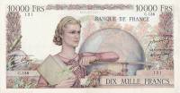 (№1946P-132a.2) Банкнота Франция 1946 год "10,000 Francs" (Подписи: J)