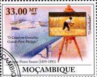 (№2009-3442) Марка Мозамбик 2009 год "150-летию GeorgesPierre Сера 18591891", Гашеная