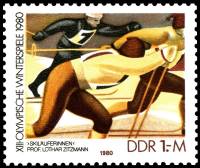 (1980-005) Марка Германия (ГДР) "Лыжные гонки"    Зимние ОИ 1980, Лейк Плэсид III Θ