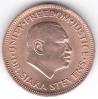 1980 Монета Сьерра-Леоне 1 цент Сиака Стивенс  Бронза  UNC