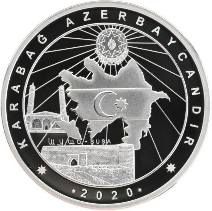 (2020) Монета Турция 2020 год 20 лир &quot;Карабах, Азербайджан&quot;  Серебро Ag 925  PROOF