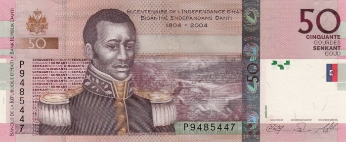 Банкнота Гаити 2010 год 50 гурдов Независимость 200 лет   UNC