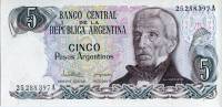 (1983) Банкнота Аргентина 1983 год 5 песо аргентино "Хосе де Сан-Мартин"   UNC