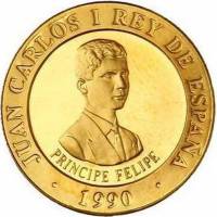 () Монета Испания 1990 год 10000  ""   Биметалл (Платина - Золото)  UNC