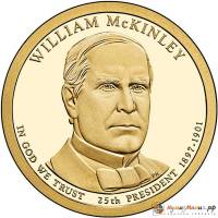(25d) Монета США 2013 год 1 доллар "Уильям Мак-Кинли" 2013 год Латунь  VF