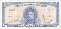 Банкнота Чили 1962 год 1/2 эскудо Бернардо О’Хиггинс   UNC