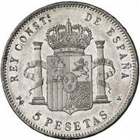 () Монета Испания 1896 год 5  ""   Биметалл (Серебро - Ниобиум)  UNC
