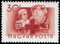 (1957-002) Марка Венгрия "Реставратор"    Профессии (Стандартный выпуск) с надпечаткой Красного крес