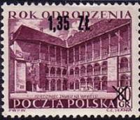 (1956-020a) Марка Польша "Двойной отпечаток"   Эпоха Возрождения III O