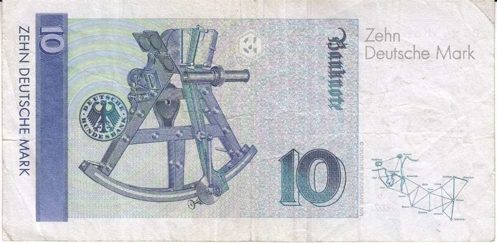 (1993) Банкнота Германия (ФРГ) 1993 год 10 марок &quot;Карл Фридрих Гаусс&quot;   VF