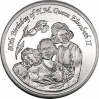 (2006) Монета Остров Питкерн 2006 год 1 доллар "Елизавета II. 80 лет"  Медь-Никель  PROOF