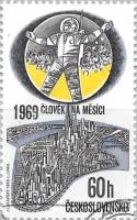 (1969-039) Марка Чехословакия "Астронавт"    Первая лунная посадка Аполло 11 III Θ