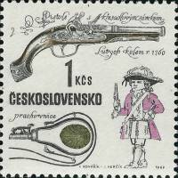 (1969-007) Марка Чехословакия "Кремневый пистолет"    Историческое огнестрельное оружие III Θ