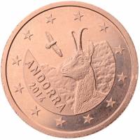 2014 Монета Андорра 2014 год 2 цента Пиренейская серна  Медь  UNC