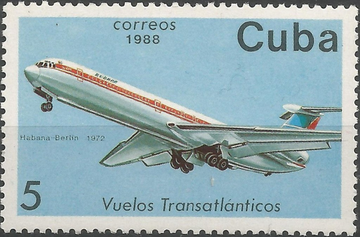 (1988-038) Марка Куба &quot;Гавана-Берлин 1972&quot;    40 лет Первого Кубинского трансатлантического перелета