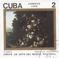 (1989-085) Марка Куба "Цветы"    Музей в Гаване III Θ