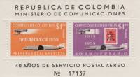 (№1959-16) Блок марок Колумбия 1959 год "Штамп 1919 года и самолеты", Гашеный