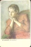 1913-год  Почтовая карточка Австрия С. Климовский "Задумчиво   ,  