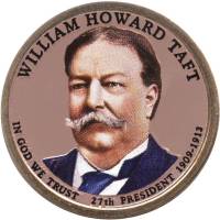 (27p) Монета США 2013 год 1 доллар "Уильям Говард Тафт"  Вариант №1 Латунь  COLOR. Цветная