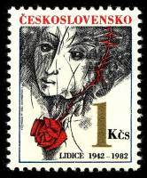 (1982-023) Марка Чехословакия "Девушка и роза"    40-летие уничтожения Лидице и Лежаки II Θ