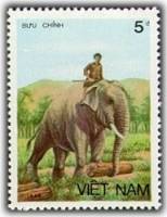 (1987-015) Марка Вьетнам "Рабочий слон"    Азиатский слон III Θ