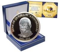 2014 Монета Замбия 2014 год 50 квача Национальный банк 50 лет  Биметалл  PROOF коробка
