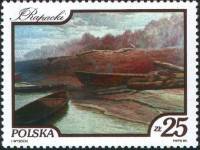 (1984-026) Марка Польша "Висла близ Беляны"    Картины с изображением реки Вислы III O