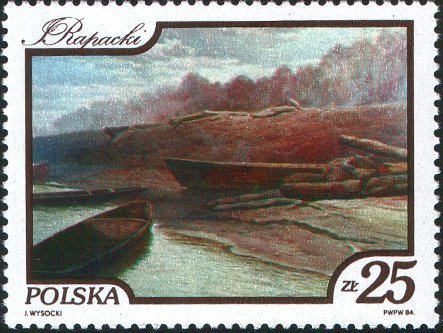 (1984-026) Марка Польша &quot;Висла близ Беляны&quot;    Картины с изображением реки Вислы III O