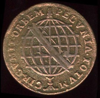 Монета Бразилия 1835 год 40     Медь  UNC