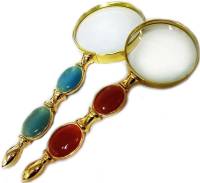 Лупа карманная "Magnifing Glass" К52 мм в металлической оправе с камнями, Китай