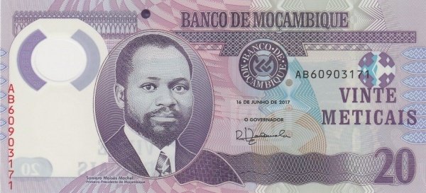 (,) Банкнота Мозамбик 2017 год 20 метикалов &quot;Самора Машел&quot;   UNC
