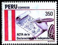 (№1984-1277) Марка Перу 1984 год "Акт Провозглашения Независимости", Гашеная