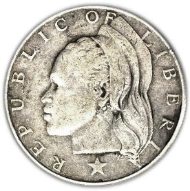 () Монета Либерия 1961 год 1  &quot;&quot;   Биметалл (Серебро - Ниобиум)  UNC