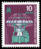 (1967-010) Марка Германия (ГДР) "Вязальная машина"    Ярмарка, Лейпциг III Θ