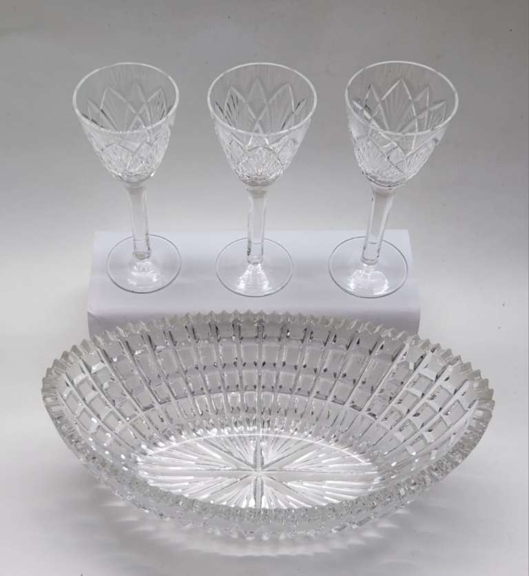 Салатник и 3 бокала хрусталь СССР
