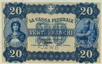 (№1914P-22s) Банкнота Швейцария 1914 год "20 Franken/Francs/Franchi"
