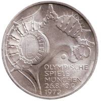 (1972f) Монета Германия (ФРГ) 1972 год 10 марок "XX Летняя Олимпиада Мюнхен 1972 Стадион"  Серебро A
