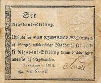 (№1814P-A23) Банкнота Норвегия 1814 год "6 Rigsbank-Skilling"