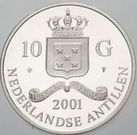 (№2001km57) Монета Ниделандские Антильские острова 2001 год 10 Gulden (Иоанн II Фран д)