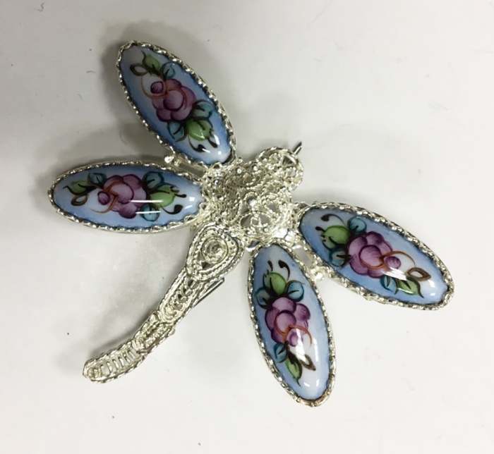 Брошь &quot;Финифть&quot;, серебрение (сост. на фото)