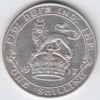 (1917) Монета Великобритания 1917 год 1 шиллинг "Георг V"  Серебро Ag 925  XF