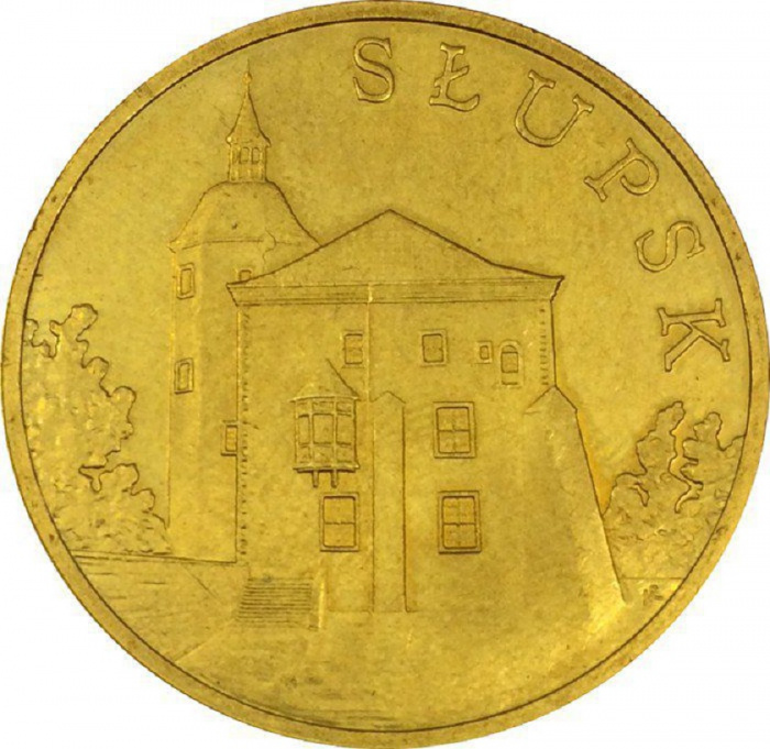 (142) Монета Польша 2007 год 2 злотых &quot;Слупск&quot;  Латунь  UNC