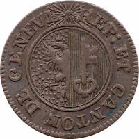 (№1817km115(geneva)) Монета Швейцария 1817 год 6 Deniers