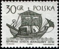 (1965-005) Марка Польша "Римское судно"   Парусные суда II Θ