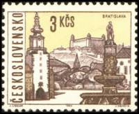 (1965-080) Марка Чехословакия "Братислава" Бумага простая    Чехословацкие города (Стандартный выпус